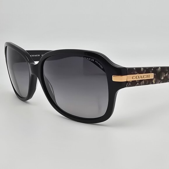 Coach HC8105 L082 Amber 5226T3 Black Frame Polarized Grey Gradient Sunglasses - Picture 1 of 16
